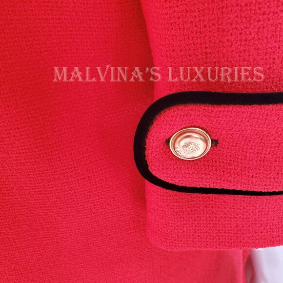 GUCCI DRESS VELVET TRIM RETRO RED TWEED WOOL BLEND sz IT 40 US 4 - Picture 11 of 13